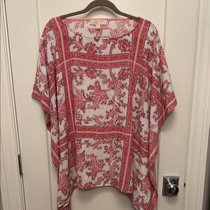 Michael Korn Women's Red Paisley Top, Size L/XL
